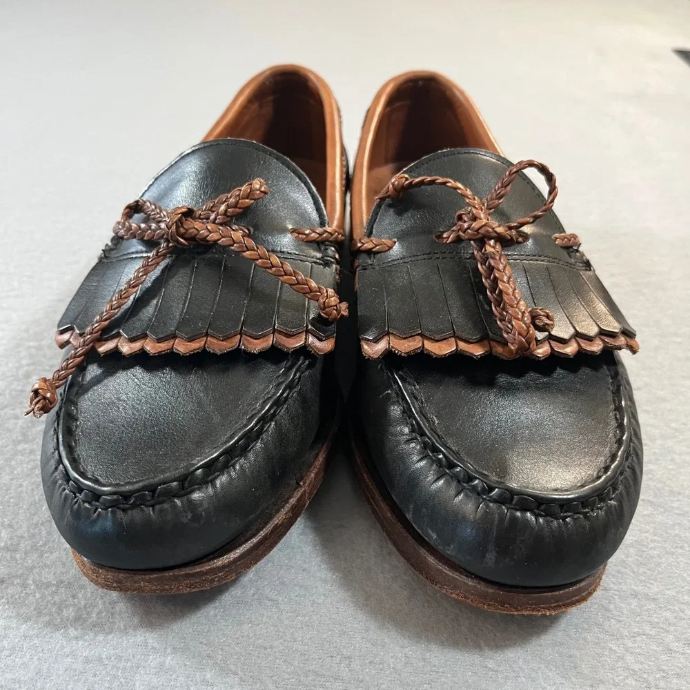 Allen Edmonds Woodstock Mens 8.5 E Black Brown Leather Kiltie Tassel Loafers USA